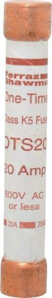 Ferraz Shawmut - 300 VDC, 600 VAC, 20 Amp, Fast-Acting General Purpose Fuse - Clip Mount, 127mm OAL, 20 at DC, 50 at AC kA Rating, 13/16" Diam - USA Tool & Supply