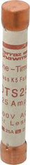 Ferraz Shawmut - 300 VDC, 600 VAC, 25 Amp, Fast-Acting General Purpose Fuse - Clip Mount, 127mm OAL, 20 at DC, 50 at AC kA Rating, 13/16" Diam - USA Tool & Supply