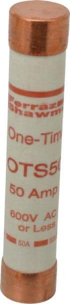 Ferraz Shawmut - 300 VDC, 600 VAC, 50 Amp, Fast-Acting General Purpose Fuse - Clip Mount, 5-1/2" OAL, 20 at DC, 50 at AC kA Rating, 1-1/16" Diam - USA Tool & Supply