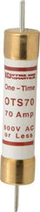 Ferraz Shawmut - 300 VDC, 600 VAC, 70 Amp, Fast-Acting General Purpose Fuse - Clip Mount, 7-7/8" OAL, 20 at DC, 50 at AC kA Rating, 1-5/16" Diam - USA Tool & Supply