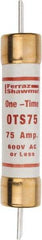 Ferraz Shawmut - 300 VDC, 600 VAC, 75 Amp, Fast-Acting General Purpose Fuse - Clip Mount, 7-7/8" OAL, 20 at DC, 50 at AC kA Rating, 1-5/16" Diam - USA Tool & Supply