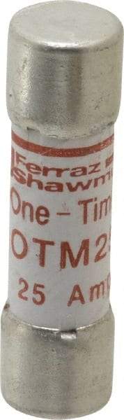 Ferraz Shawmut - 250 VAC, 25 Amp, Fast-Acting General Purpose Fuse - Clip Mount, 1-1/2" OAL, 10 at AC kA Rating, 13/32" Diam - USA Tool & Supply