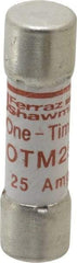 Ferraz Shawmut - 250 VAC, 25 Amp, Fast-Acting General Purpose Fuse - Clip Mount, 1-1/2" OAL, 10 at AC kA Rating, 13/32" Diam - USA Tool & Supply