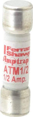 Ferraz Shawmut - 600 VAC/VDC, 0.5 Amp, Fast-Acting General Purpose Fuse - Clip Mount, 1-1/2" OAL, 100 at AC/DC kA Rating, 13/32" Diam - USA Tool & Supply