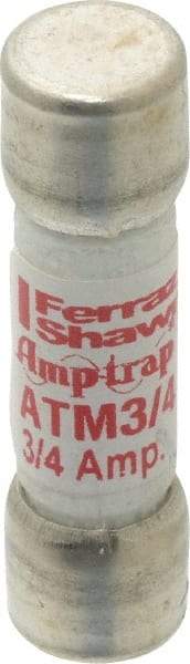Ferraz Shawmut - 600 VAC/VDC, 0.75 Amp, Fast-Acting Midget Fuse - Clip Mount, 1-1/2" OAL, 100 at AC/DC kA Rating, 13/32" Diam - USA Tool & Supply