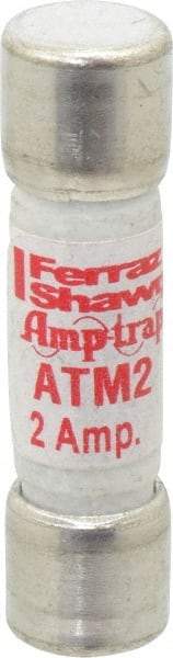 Ferraz Shawmut - 600 VAC/VDC, 2 Amp, Fast-Acting General Purpose Fuse - Clip Mount, 1-1/2" OAL, 100 at AC/DC kA Rating, 13/32" Diam - USA Tool & Supply