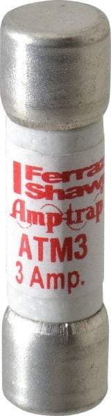 Ferraz Shawmut - 600 VAC/VDC, 3 Amp, Fast-Acting General Purpose Fuse - Clip Mount, 1-1/2" OAL, 100 at AC/DC kA Rating, 13/32" Diam - USA Tool & Supply