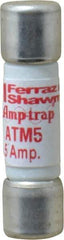 Ferraz Shawmut - 600 VAC/VDC, 5 Amp, Fast-Acting General Purpose Fuse - Clip Mount, 1-1/2" OAL, 100 at AC/DC kA Rating, 13/32" Diam - USA Tool & Supply