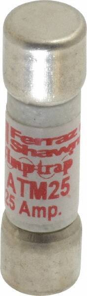 Ferraz Shawmut - 600 VAC/VDC, 25 Amp, Fast-Acting General Purpose Fuse - Clip Mount, 1-1/2" OAL, 100 at AC/DC kA Rating, 13/32" Diam - USA Tool & Supply