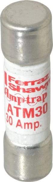 Ferraz Shawmut - 600 VAC/VDC, 30 Amp, Fast-Acting Midget Fuse - Clip Mount, 1-1/2" OAL, 100 at AC/DC kA Rating, 13/32" Diam - USA Tool & Supply