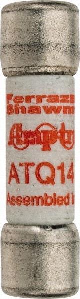 Ferraz Shawmut - 500 VAC, 14 Amp, Time Delay Midget Fuse - Clip Mount, 1-1/2" OAL, 10 at AC kA Rating, 13/32" Diam - USA Tool & Supply