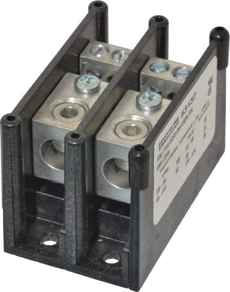 Ferraz Shawmut - 2 Poles, 135 Amp, 2/0-14 AWG Primary, 4-14 AWG Secondary, Polycarbonate Power Distribution Block - 1000 VAC/VDC, 1 Primary Connection, 1.98 Inch Long x 3.08 Inch Deep x 2.81 Inch High - USA Tool & Supply