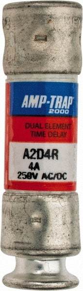 Ferraz Shawmut - 250 VAC/VDC, 4 Amp, Time Delay General Purpose Fuse - Clip Mount, 51mm OAL, 100 at DC, 200 at AC kA Rating, 9/16" Diam - USA Tool & Supply