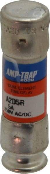 Ferraz Shawmut - 250 VAC/VDC, 5 Amp, Time Delay General Purpose Fuse - Clip Mount, 51mm OAL, 100 at DC, 200 at AC kA Rating, 9/16" Diam - USA Tool & Supply