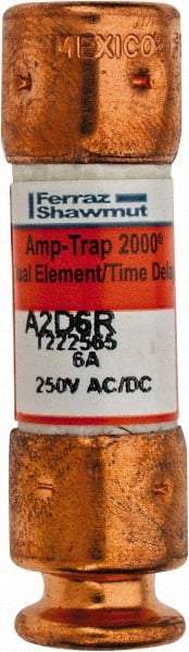 Ferraz Shawmut - 250 VAC/VDC, 6 Amp, Time Delay General Purpose Fuse - Clip Mount, 51mm OAL, 100 at DC, 200 at AC kA Rating, 9/16" Diam - USA Tool & Supply