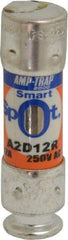 Ferraz Shawmut - 250 VAC/VDC, 12 Amp, Time Delay General Purpose Fuse - Clip Mount, 51mm OAL, 100 at DC, 200 at AC kA Rating, 9/16" Diam - USA Tool & Supply