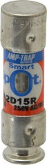 Ferraz Shawmut - 250 VAC/VDC, 15 Amp, Time Delay General Purpose Fuse - Clip Mount, 51mm OAL, 100 at DC, 200 at AC kA Rating, 9/16" Diam - USA Tool & Supply