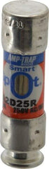 Ferraz Shawmut - 250 VAC/VDC, 25 Amp, Time Delay General Purpose Fuse - Clip Mount, 51mm OAL, 100 at DC, 200 at AC kA Rating, 9/16" Diam - USA Tool & Supply