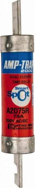 Ferraz Shawmut - 250 VAC/VDC, 75 Amp, Time Delay General Purpose Fuse - Clip Mount, 5-7/8" OAL, 100 at DC, 200 at AC kA Rating, 1-1/16" Diam - USA Tool & Supply