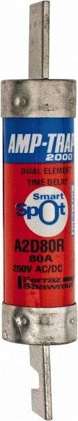 Ferraz Shawmut - 250 VAC/VDC, 80 Amp, Time Delay General Purpose Fuse - Clip Mount, 5-7/8" OAL, 100 at DC, 200 at AC kA Rating, 1-1/16" Diam - USA Tool & Supply