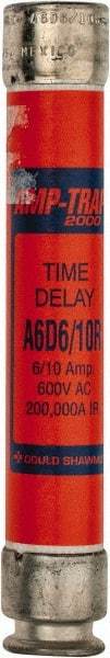 Ferraz Shawmut - 600 VAC/VDC, 0.6 Amp, Time Delay General Purpose Fuse - Clip Mount, 127mm OAL, 100 at DC, 200 at AC kA Rating, 13/16" Diam - USA Tool & Supply