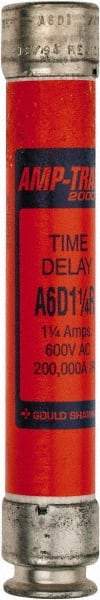 Ferraz Shawmut - 600 VAC/VDC, 1.25 Amp, Time Delay General Purpose Fuse - Clip Mount, 127mm OAL, 100 at DC, 200 at AC kA Rating, 13/16" Diam - USA Tool & Supply