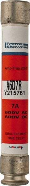 Ferraz Shawmut - 600 VAC/VDC, 7 Amp, Time Delay General Purpose Fuse - Clip Mount, 127mm OAL, 100 at DC, 200 at AC kA Rating, 13/16" Diam - USA Tool & Supply