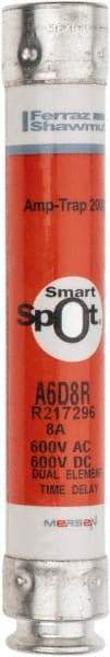 Ferraz Shawmut - 600 VAC/VDC, 8 Amp, Time Delay General Purpose Fuse - Clip Mount, 127mm OAL, 100 at DC, 200 at AC kA Rating, 13/16" Diam - USA Tool & Supply