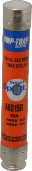 Ferraz Shawmut - 600 VAC/VDC, 15 Amp, Time Delay General Purpose Fuse - Clip Mount, 127mm OAL, 100 at DC, 200 at AC kA Rating, 13/16" Diam - USA Tool & Supply