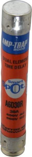 Ferraz Shawmut - 600 VAC/VDC, 30 Amp, Time Delay General Purpose Fuse - Clip Mount, 127mm OAL, 100 at DC, 200 at AC kA Rating, 13/16" Diam - USA Tool & Supply