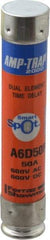 Ferraz Shawmut - 600 VAC/VDC, 50 Amp, Time Delay General Purpose Fuse - Clip Mount, 5-1/2" OAL, 100 at DC, 200 at AC kA Rating, 1-1/16" Diam - USA Tool & Supply