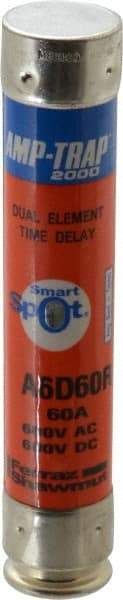Ferraz Shawmut - 600 VAC/VDC, 60 Amp, Time Delay General Purpose Fuse - Clip Mount, 5-1/2" OAL, 100 at DC, 200 at AC kA Rating, 1-1/16" Diam - USA Tool & Supply