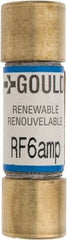Ferraz Shawmut - 250 VAC, 6 Amp, Fast-Acting Renewable Fuse - Clip Mount, 51mm OAL, 10 at AC kA Rating, 9/16" Diam - USA Tool & Supply