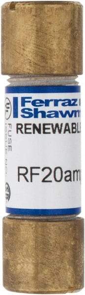 Ferraz Shawmut - 250 VAC, 20 Amp, Fast-Acting Renewable Fuse - Clip Mount, 51mm OAL, 10 at AC kA Rating, 9/16" Diam - USA Tool & Supply