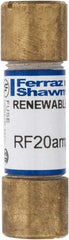 Ferraz Shawmut - 250 VAC, 20 Amp, Fast-Acting Renewable Fuse - Clip Mount, 51mm OAL, 10 at AC kA Rating, 9/16" Diam - USA Tool & Supply