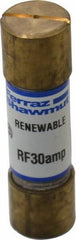 Ferraz Shawmut - 250 VAC, 30 Amp, Fast-Acting Renewable Fuse - Clip Mount, 51mm OAL, 10 at AC kA Rating, 9/16" Diam - USA Tool & Supply