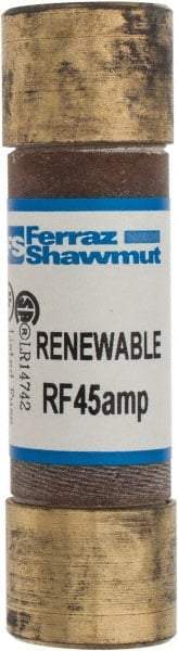 Ferraz Shawmut - 250 VAC, 45 Amp, Fast-Acting Renewable Fuse - Clip Mount, 76mm OAL, 10 at AC kA Rating, 13/16" Diam - USA Tool & Supply