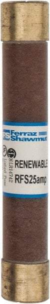 Ferraz Shawmut - 600 VAC, 25 Amp, Fast-Acting Renewable Fuse - Clip Mount, 127mm OAL, 10 at AC kA Rating, 13/16" Diam - USA Tool & Supply