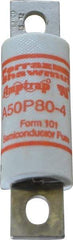 Ferraz Shawmut - 450 VDC, 500 VAC, 80 Amp, Fast-Acting Semiconductor/High Speed Fuse - Bolt-on Mount, 3-5/8" OAL, 100 at AC, 79 at DC kA Rating, 1" Diam - USA Tool & Supply