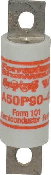 Ferraz Shawmut - 450 VDC, 500 VAC, 90 Amp, Fast-Acting Semiconductor/High Speed Fuse - Bolt-on Mount, 3-5/8" OAL, 100 at AC, 79 at DC kA Rating, 1" Diam - USA Tool & Supply