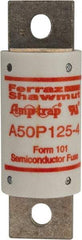 Ferraz Shawmut - 450 VDC, 500 VAC, 125 Amp, Fast-Acting Semiconductor/High Speed Fuse - Bolt-on Mount, 3-5/8" OAL, 100 at AC, 79 at DC kA Rating, 31mm Diam - USA Tool & Supply