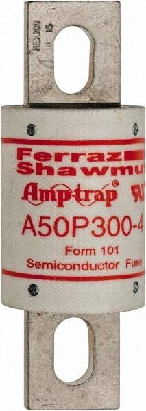Ferraz Shawmut - 450 VDC, 500 VAC, 300 Amp, Fast-Acting Semiconductor/High Speed Fuse - Bolt-on Mount, 4-11/32" OAL, 100 at AC, 79 at DC kA Rating, 1-1/2" Diam - USA Tool & Supply