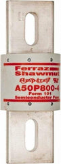 Ferraz Shawmut - 450 VDC, 500 VAC, 800 Amp, Fast-Acting Semiconductor/High Speed Fuse - Bolt-on Mount, 6-15/32" OAL, 100 at AC, 79 at DC kA Rating, 2-1/2" Diam - USA Tool & Supply