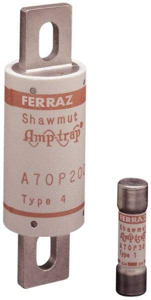 Ferraz Shawmut - 650 VDC, 700 VAC, 40 Amp, Fast-Acting Semiconductor/High Speed Fuse - Bolt-on Mount, 4-3/8" OAL, 100 at AC/DC kA Rating, 1" Diam - USA Tool & Supply