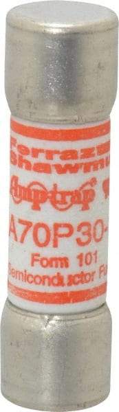 Ferraz Shawmut - 650 VDC, 700 VAC, 30 Amp, Fast-Acting Semiconductor/High Speed Fuse - Clip Mount, 50.8mm OAL, 100 at AC/DC kA Rating, 9/16" Diam - USA Tool & Supply