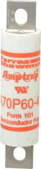 Ferraz Shawmut - 650 VDC, 700 VAC, 60 Amp, Fast-Acting Semiconductor/High Speed Fuse - Bolt-on Mount, 4-3/8" OAL, 100 at AC/DC kA Rating, 1" Diam - USA Tool & Supply