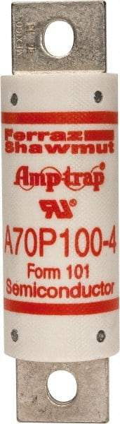 Ferraz Shawmut - 650 VDC, 700 VAC, 100 Amp, Fast-Acting Semiconductor/High Speed Fuse - Bolt-on Mount, 4-3/8" OAL, 100 at AC/DC kA Rating, 31mm Diam - USA Tool & Supply