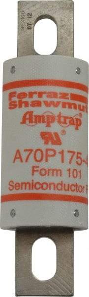 Ferraz Shawmut - 650 VDC, 700 VAC, 175 Amp, Fast-Acting Semiconductor/High Speed Fuse - Bolt-on Mount, 5-3/32" OAL, 100 at AC/DC kA Rating, 1-1/2" Diam - USA Tool & Supply