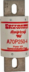 Ferraz Shawmut - 650 VDC, 700 VAC, 250 Amp, Fast-Acting Semiconductor/High Speed Fuse - Bolt-on Mount, 5-3/32" OAL, 100 at AC/DC kA Rating, 2" Diam - USA Tool & Supply