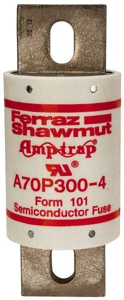 Ferraz Shawmut - 650 VDC, 700 VAC, 300 Amp, Fast-Acting Semiconductor/High Speed Fuse - Bolt-on Mount, 5-3/32" OAL, 100 at AC/DC kA Rating, 2" Diam - USA Tool & Supply